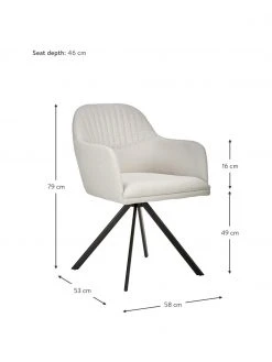 Westwing Collection Polster-Drehstuhl Lola mit Armlehne in Cremeweiß, B 58 x T 53 cm -Esszimmer Verkäufe Polster Drehstuhl Lola mit Armlehne in Cremeweiss 3