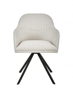 Westwing Collection Polster-Drehstuhl Lola mit Armlehne in Cremeweiß, B 58 x T 53 cm -Esszimmer Verkäufe Polster Drehstuhl Lola mit Armlehne in Cremeweiss 4