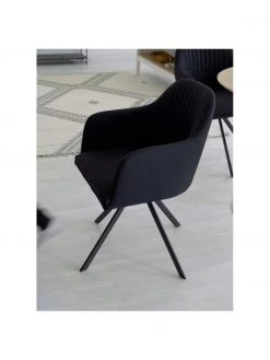 Westwing Collection Polster-Drehstuhl Lola mit Armlehne in Schwarz, B 58 x T 53 cm 10 Westwing Collection Polster-Drehstuhl Lola mit Armlehne in Schwarz, B 58 x T 53 cm -Esszimmer Verkäufe Polster Drehstuhl Lola mit Armlehne in Schwarz 2