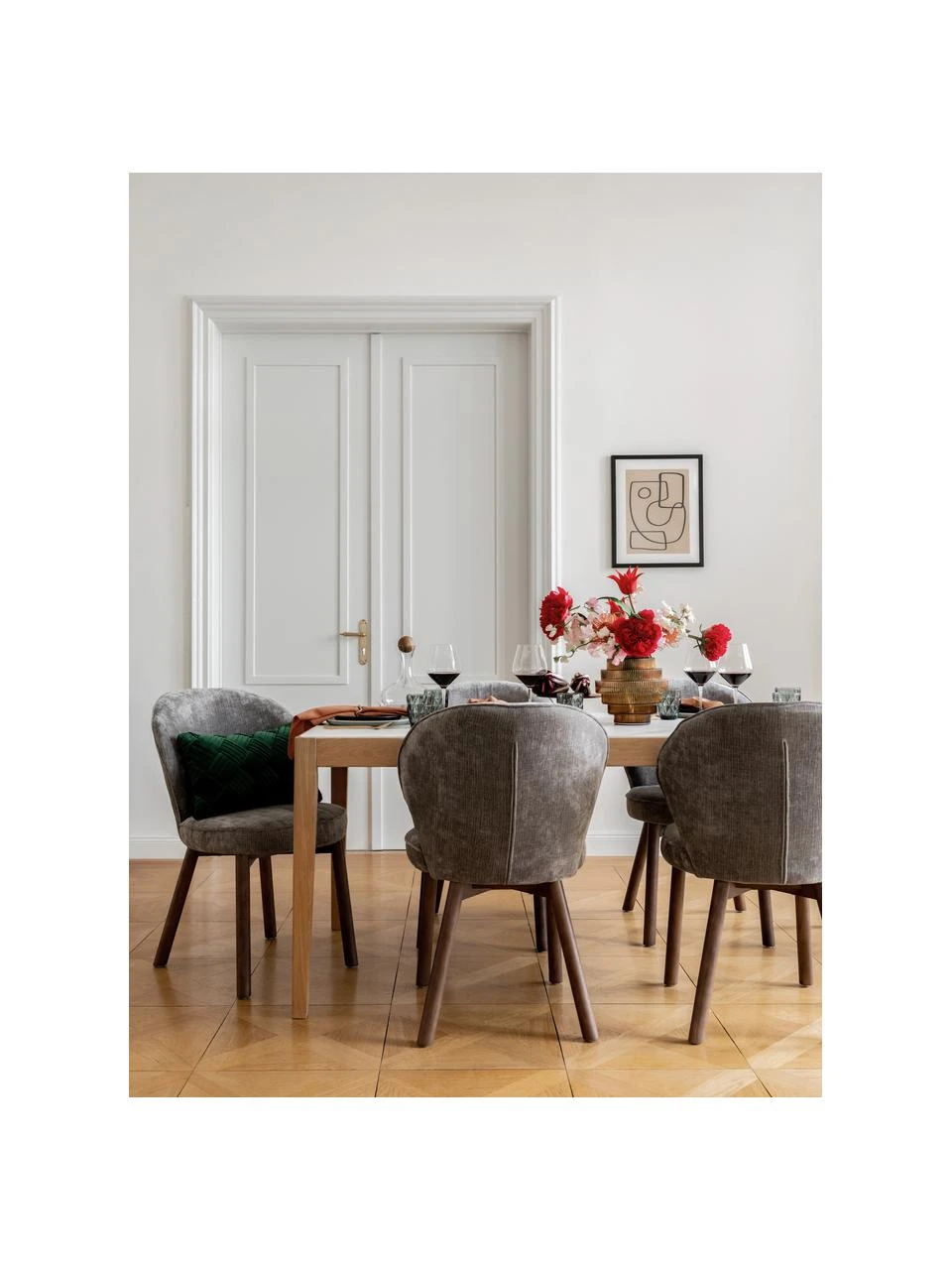 Westwing Collection Polsterstuhl Serena in Grau, B 56 x T 64 cm 4 Westwing Collection Polsterstuhl Serena in Grau, B 56 x T 64 cm – Bild 2