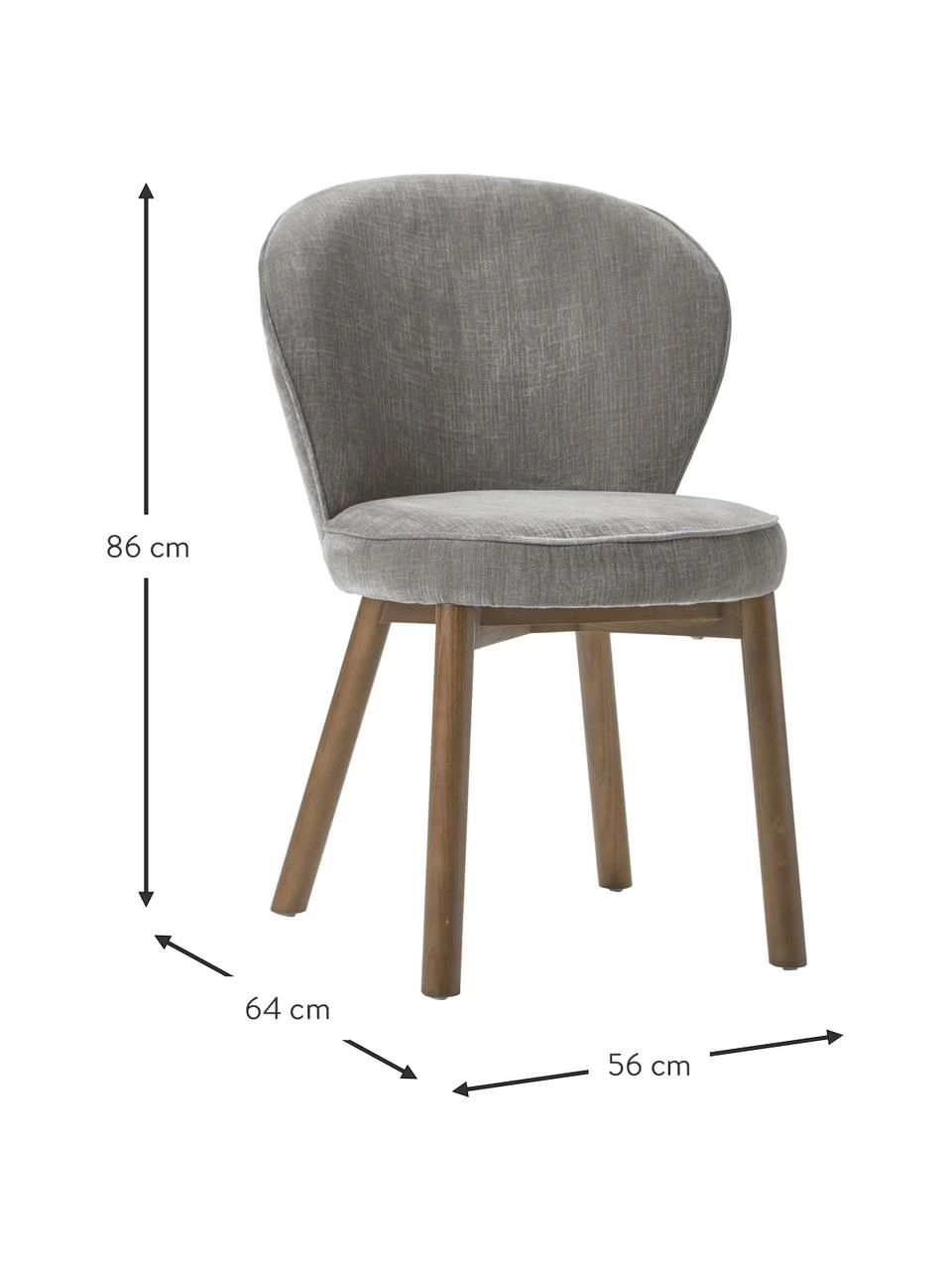 Westwing Collection Polsterstuhl Serena in Grau, B 56 x T 64 cm 5 Westwing Collection Polsterstuhl Serena in Grau, B 56 x T 64 cm – Bild 3