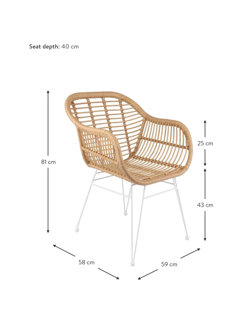 Westwing Collection Polyrattan-Armlehnstühle Costa, 2 Stück, B 59 x T 58 cm 6 Westwing Collection Polyrattan-Armlehnstühle Costa, 2 Stück, B 59 x T 58 cm – Bild 4