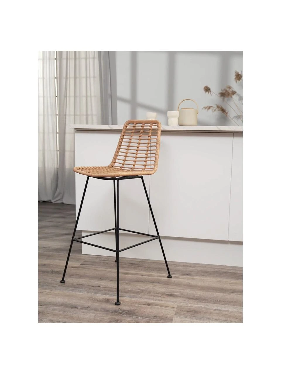 Westwing Collection Polyrattan-Barstuhl Costa mit Metall-Beinen, B 56 x H 110 cm 5 Westwing Collection Polyrattan-Barstuhl Costa mit Metall-Beinen, B 56 x H 110 cm – Bild 3