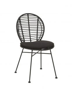 Westwing Collection Polyrattan-Stühle Cordula mit Sitzkissen, 2 Stück, B 48 x T 57 cm