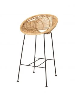 Bloomingville Rattan-Barstuhl Yonne mit Metall-Beinen, B 52 x H 94 cm -Esszimmer Verkäufe Rattan Barstuhl Yonne mit Metall Beinen 4