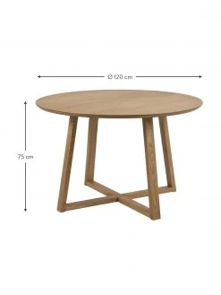 Runder Esstisch Malika aus Birkenholz, Ø 120 cm, Ø 120 x H 75 cm -Esszimmer Verkäufe Runder Esstisch Malika aus Birkenholz O 120 cm 3