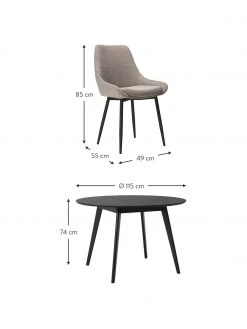 Rowico Runder Esstisch Yumi mit Polsterstühlen in Schwarz/Beige, Ø 115 cm, Set mit verschiedenen Größen 11 Rowico Runder Esstisch Yumi mit Polsterstühlen in Schwarz/Beige, Ø 115 cm, Set mit verschiedenen Größen -Esszimmer Verkäufe Runder Esstisch Yumi mit Polsterstuhlen in SchwarzBeige O 115 cm 3