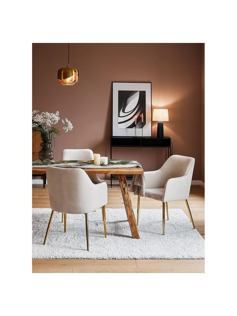 Westwing Collection Samt-Armlehnstuhl Ava in Beige, B 57 x T 63 cm 4 Westwing Collection Samt-Armlehnstuhl Ava in Beige, B 57 x T 63 cm – Bild 2