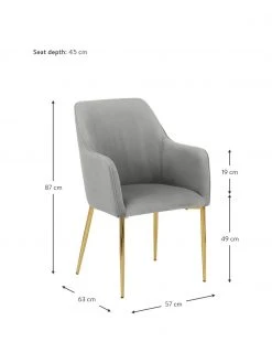 Westwing Collection Samt-Armlehnstuhl Ava in Grau, B 57 x T 63 cm 10 Westwing Collection Samt-Armlehnstuhl Ava in Grau, B 57 x T 63 cm -Esszimmer Verkäufe Samt Armlehnstuhl Ava in Grau 2
