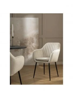 Samt-Armlehnstuhl Emilia in Beige mit Metallbeinen, B 57 x T 59 cm -Esszimmer Verkäufe Samt Armlehnstuhl Emilia in Beige mit Metallbeinen 2