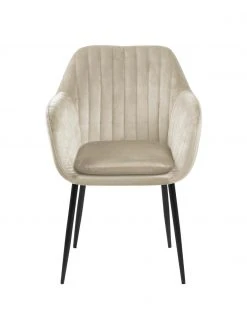 Samt-Armlehnstuhl Emilia in Beige mit Metallbeinen, B 57 x T 59 cm -Esszimmer Verkäufe Samt Armlehnstuhl Emilia in Beige mit Metallbeinen 5