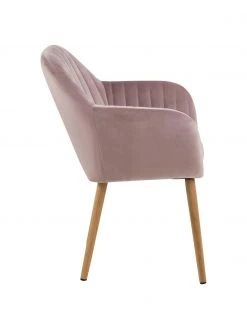 Samt-Armlehnstuhl Emilia in Rosa mit Holzbeinen, B 57 x T 59 cm 12 Samt-Armlehnstuhl Emilia in Rosa mit Holzbeinen, B 57 x T 59 cm -Esszimmer Verkäufe Samt Armlehnstuhl Emilia in Rosa mit Holzbeinen 4