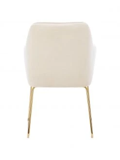 Westwing Collection Samt-Armlehnstuhl Isla in Cremeweiß, B 58 x T 62 cm -Esszimmer Verkäufe Samt Armlehnstuhl Isla in Cremeweiss 5