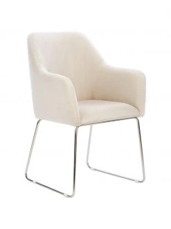 Westwing Collection Samt-Armlehnstuhl Isla in Cremeweiß, B 60 x T 62 cm