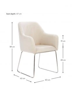 Westwing Collection Samt-Armlehnstuhl Isla in Cremeweiß, B 60 x T 62 cm -Esszimmer Verkäufe Samt Armlehnstuhl Isla in Cremeweiss 8