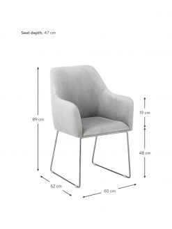 Westwing Collection Samt-Armlehnstuhl Isla in Hellgrau, B 60 x T 62 cm -Esszimmer Verkäufe Samt Armlehnstuhl Isla in Hellgrau 2