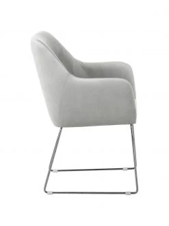 Westwing Collection Samt-Armlehnstuhl Isla in Hellgrau, B 60 x T 62 cm -Esszimmer Verkäufe Samt Armlehnstuhl Isla in Hellgrau 4