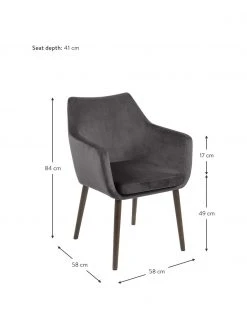 Samt-Armlehnstuhl Nora mit Holzbeinen, B 58 x T 58 cm -Esszimmer Verkäufe Samt Armlehnstuhl Nora mit Holzbeinen 20