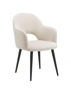 Westwing Collection Samt-Armlehnstuhl Rachel in Beige, B 56 x T 70 cm