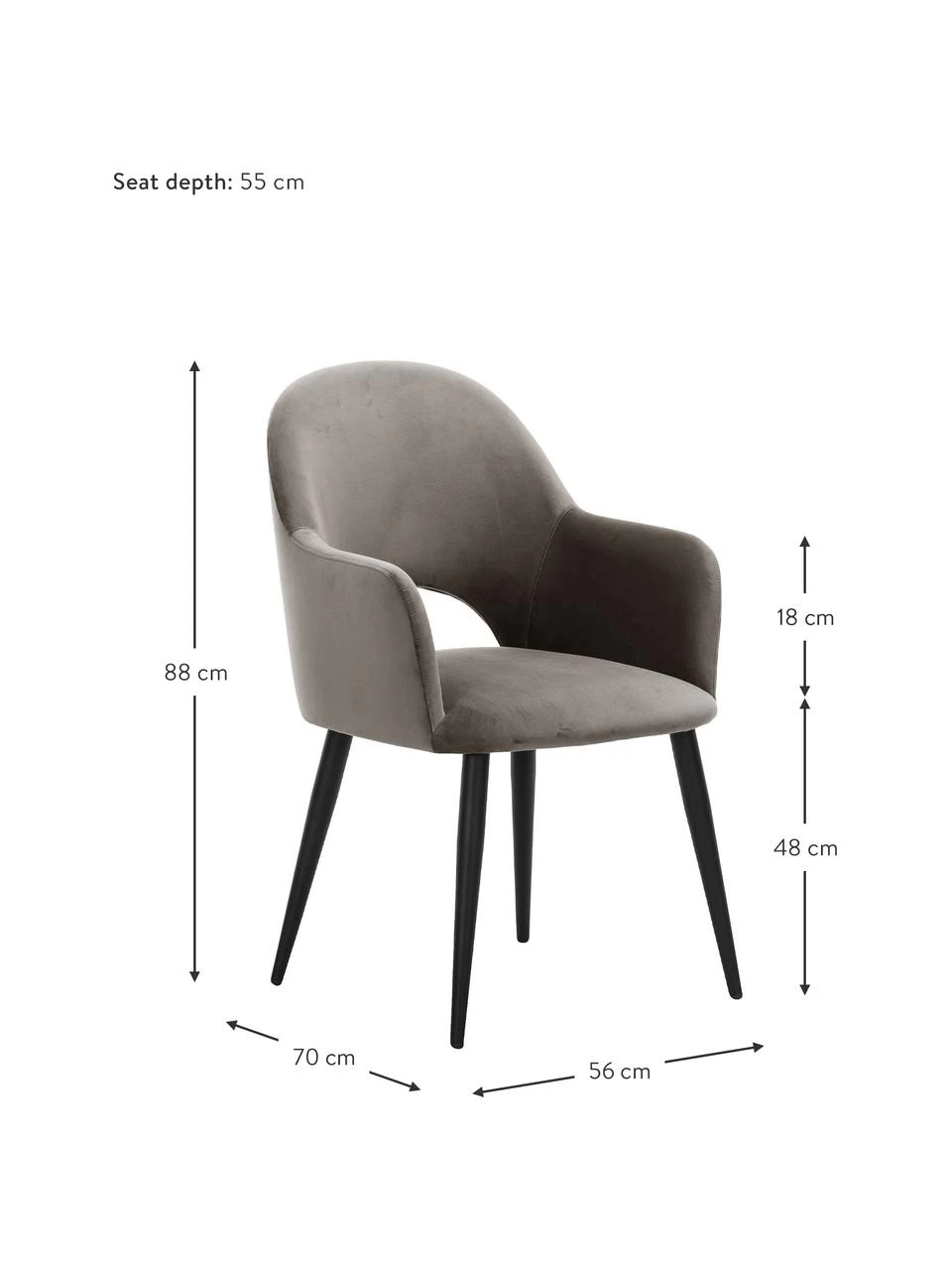 Westwing Collection Samt-Armlehnstuhl Rachel in Taupe, B 56 x T 70 cmNur noch wenige verfügbar 5 Westwing Collection Samt-Armlehnstuhl Rachel in Taupe, B 56 x T 70 cmNur noch wenige verfügbar – Bild 3