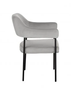 Westwing Collection Samt-Armlehnstuhl Zoe in Grau, B 56 x T 62 cmNur noch 1 Artikel verfügbar -Esszimmer Verkäufe Samt Armlehnstuhl Zoe in Grau 4