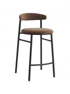 Samt-Barstuhl Doggi in Braun, B 44 x H 84 cm