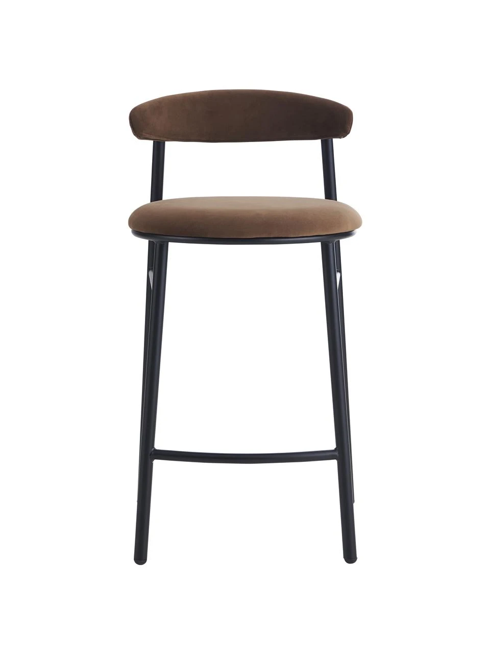 Samt-Barstuhl Doggi in Braun, B 44 x H 84 cm 6 Samt-Barstuhl Doggi in Braun, B 44 x H 84 cm – Bild 4