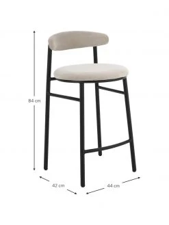 Samt-Barstuhl Doggi in Cremefarben, B 44 x H 84 cm 10 Samt-Barstuhl Doggi in Cremefarben, B 44 x H 84 cm -Esszimmer Verkäufe Samt Barstuhl Doggi in Cremefarben 2