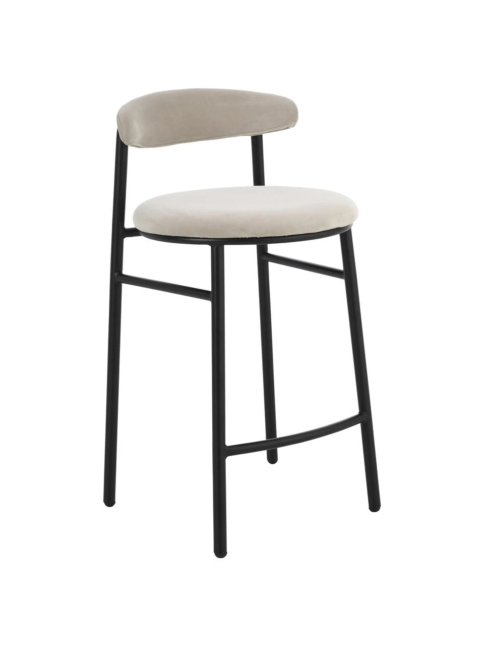 Samt-Barstuhl Doggi in Cremefarben, B 44 x H 84 cm 3 Samt-Barstuhl Doggi in Cremefarben, B 44 x H 84 cm