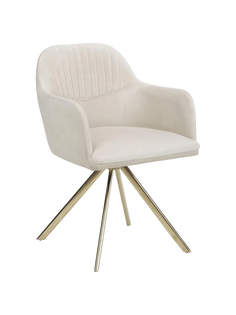 Westwing Collection Samt-Drehstuhl Lola mit Armlehne in Cremeweiß, B 58 x T 53 cm 3 Westwing Collection Samt-Drehstuhl Lola mit Armlehne in Cremeweiß, B 58 x T 53 cm