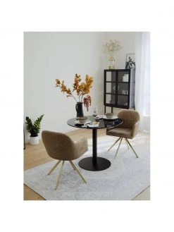 Westwing Collection Samt-Drehstuhl Lola mit Armlehne in Hellbraun, B 58 x T 53 cm -Esszimmer Verkäufe Samt Drehstuhl Lola mit Armlehne in Hellbraun 2