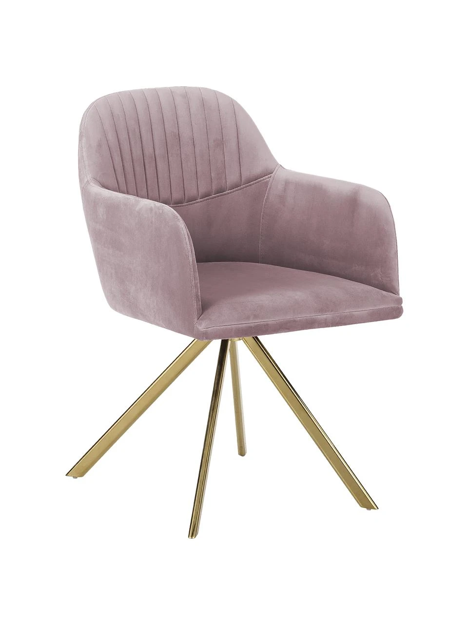 Westwing Collection Samt-Drehstuhl Lola mit Armlehne in Rosa, B 58 x T 53 cm 3 Westwing Collection Samt-Drehstuhl Lola mit Armlehne in Rosa, B 58 x T 53 cm