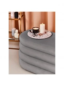 Westwing Collection Samt-Polsterbank Alto in Grau, B 110 x H 47 cm -Esszimmer Verkäufe Samt Polsterbank Alto in Grau 2