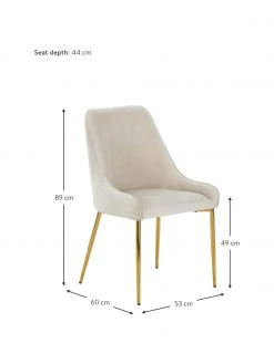 Westwing Collection Samt-Polsterstuhl Ava in Beige, B 53 x T 60 cm -Esszimmer Verkäufe Samt Polsterstuhl Ava in Beige 2