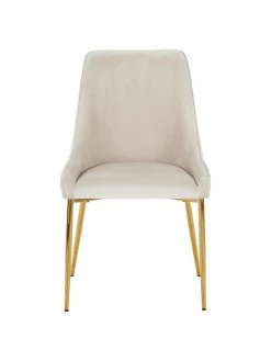 Westwing Collection Samt-Polsterstuhl Ava in Beige, B 53 x T 60 cm -Esszimmer Verkäufe Samt Polsterstuhl Ava in Beige 3