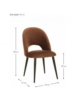 Westwing Collection Samt-Polsterstuhl Rachel in Braun, B 53 x T 57 cm -Esszimmer Verkäufe Samt Polsterstuhl Rachel in Braun 3