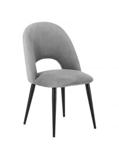 Westwing Collection Samt-Polsterstuhl Rachel in Grau, B 53 x T 57 cm