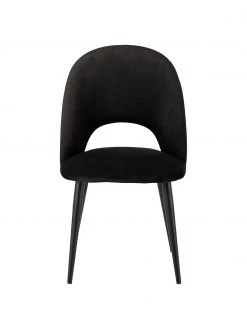 Westwing Collection Samt-Polsterstuhl Rachel in Schwarz, B 53 x T 57 cm -Esszimmer Verkäufe Samt Polsterstuhl Rachel in Schwarz 3