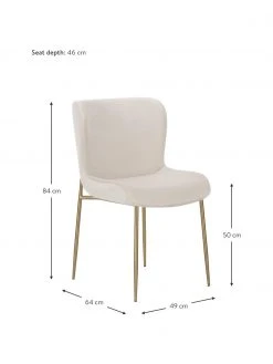 Westwing Collection Samt-Polsterstuhl Tess in Beige, B 49 x T 64 cm -Esszimmer Verkäufe Samt Polsterstuhl Tess in Beige 3