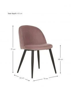 Westwing Collection Samt-Polsterstühle Amy in Rosa, 2 Stück, B 51 x T 55 cm -Esszimmer Verkäufe Samt Polsterstuhle Amy in Rosa 2 Stuck 2