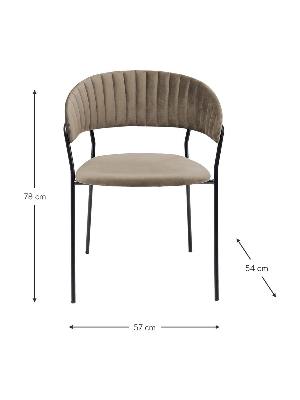 Kare Design Samt-Polsterstühle Belle in Braun, 2 Stück, B 57 x T 54 cm 4 Kare Design Samt-Polsterstühle Belle in Braun, 2 Stück, B 57 x T 54 cm – Bild 2