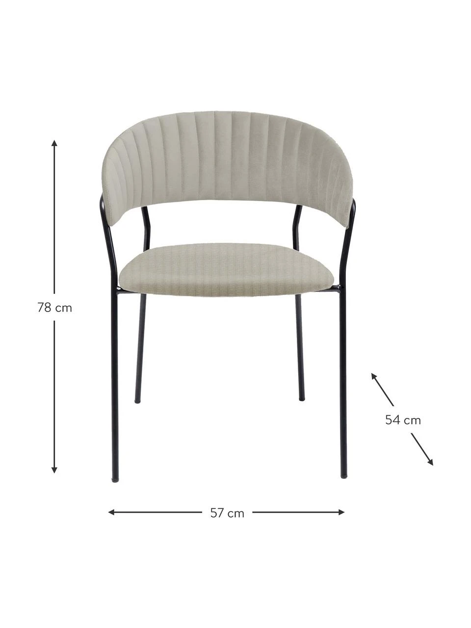 Kare Design Samt-Polsterstühle Belle in Grau, 2 Stück, B 57 x T 54 cm 4 Kare Design Samt-Polsterstühle Belle in Grau, 2 Stück, B 57 x T 54 cm – Bild 2