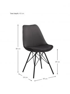 Samt-Polsterstühle Eris mit Metallbeinen, 2 Stück, B 49 x T 54 cm -Esszimmer Verkäufe Samt Polsterstuhle Eris mit Metallbeinen 2 Stuck 9