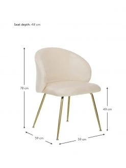 Westwing Collection Samt-Polsterstühle Luisa in Cremeweiß, 2 Stück, B 59 x T 59 cm -Esszimmer Verkäufe Samt Polsterstuhle Luisa in Cremeweiss 2 Stuck 2