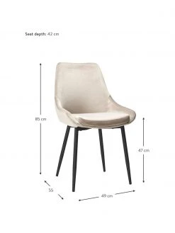 Rowico Samt-Polsterstühle Sierra in Beige, 2 Stück, B 49 x T 55 cm -Esszimmer Verkäufe Samt Polsterstuhle Sierra in Beige 2 Stuck 2