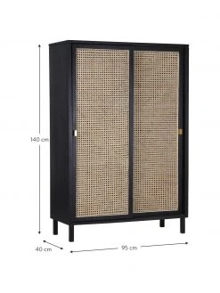 HKliving Schrank Retro mit Wiener Geflecht und Schiebetüren, 2-türig, B 95 x H 140 cm 10 HKliving Schrank Retro mit Wiener Geflecht und Schiebetüren, 2-türig, B 95 x H 140 cm -Esszimmer Verkäufe Schrank Retro mit Wiener Geflecht und Schiebeturen 2 turig 2