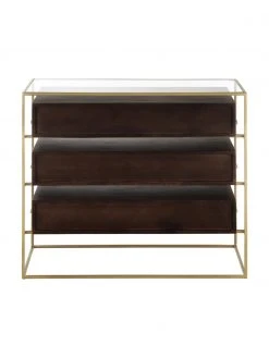 Westwing Collection Schubladenkommode Lyle mit Glasplatte, B 100 x H 82 cm -Esszimmer Verkäufe Schubladenkommode Lyle mit Glasplatte 11