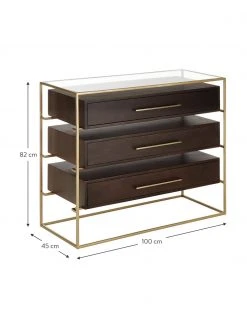 Westwing Collection Schubladenkommode Lyle mit Glasplatte, B 100 x H 82 cm -Esszimmer Verkäufe Schubladenkommode Lyle mit Glasplatte 9