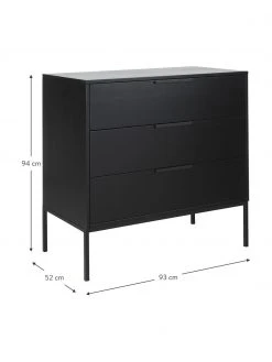 Schwarze Kommode Adam mit Schubladen, B 94 x H 93 cm -Esszimmer Verkäufe Schwarze Kommode Adam mit Schubladen 2