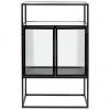 Dutchbone Schwarzes Highboard Boli mit Rillenglas und Metallrahmen, B 65 x H 105 cm -Esszimmer Verkäufe Schwarzes Highboard Boli mit Rillenglas und Metallrahmen